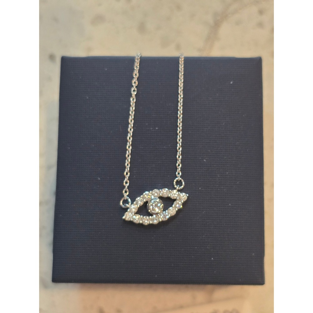 925 Sterling Silver .5ct Lab Grown Diamond Evil Eye Pendant Necklace Silver